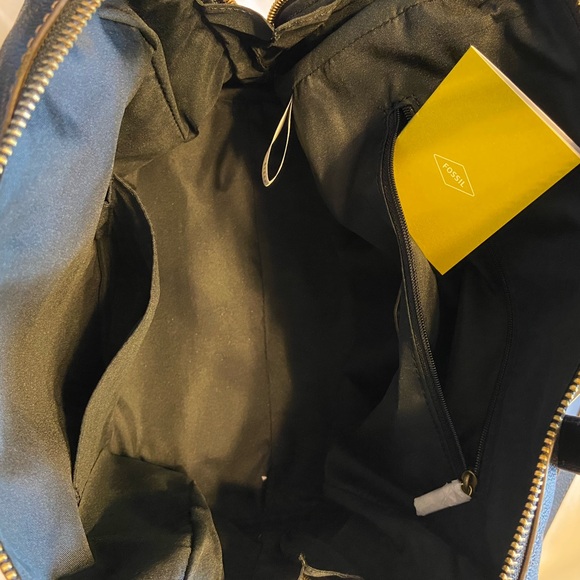 Fossil Hailey Black Leather Satchel /Crossbody bag - Picture 9 of 12